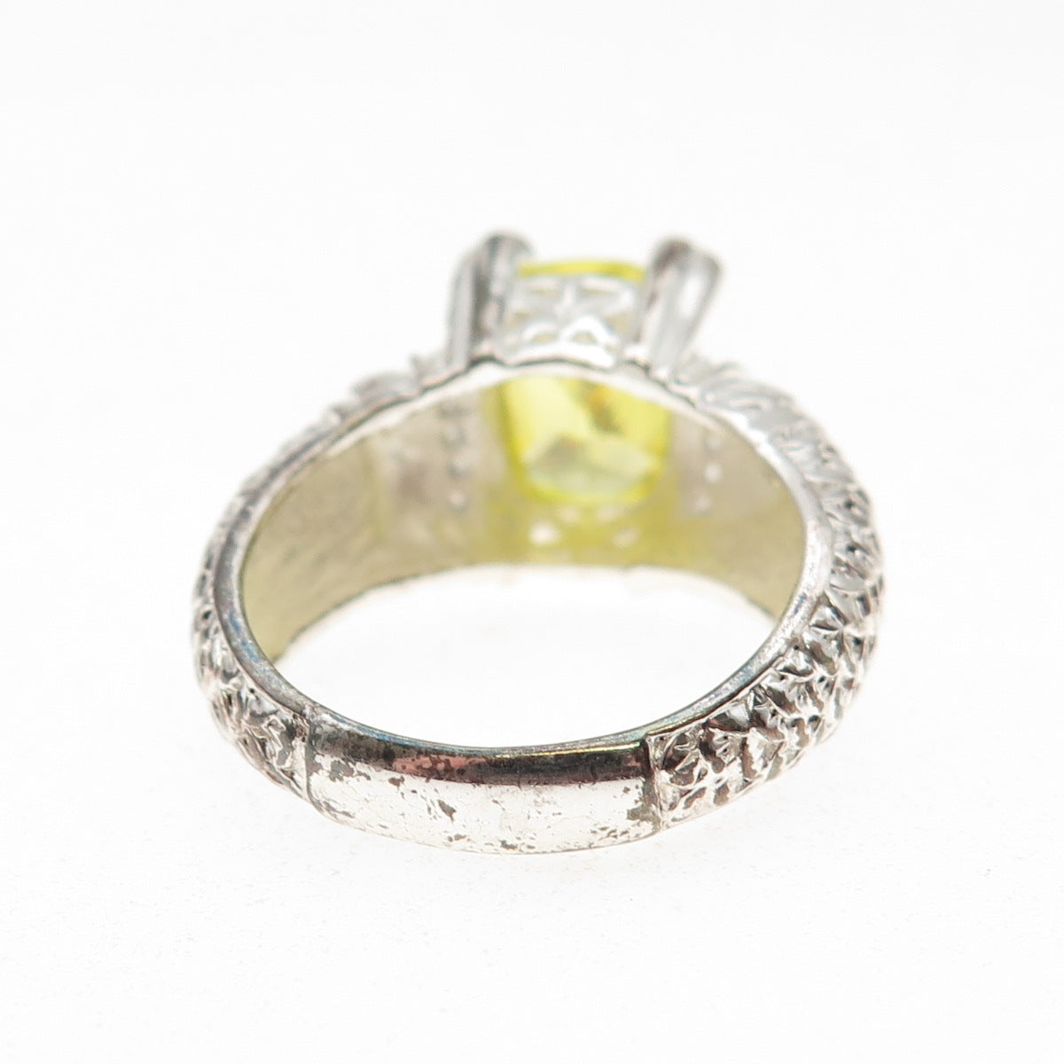 RJ Graziano 925 Sterling Silver Canary & White C Z Heart Ring Size 8.25