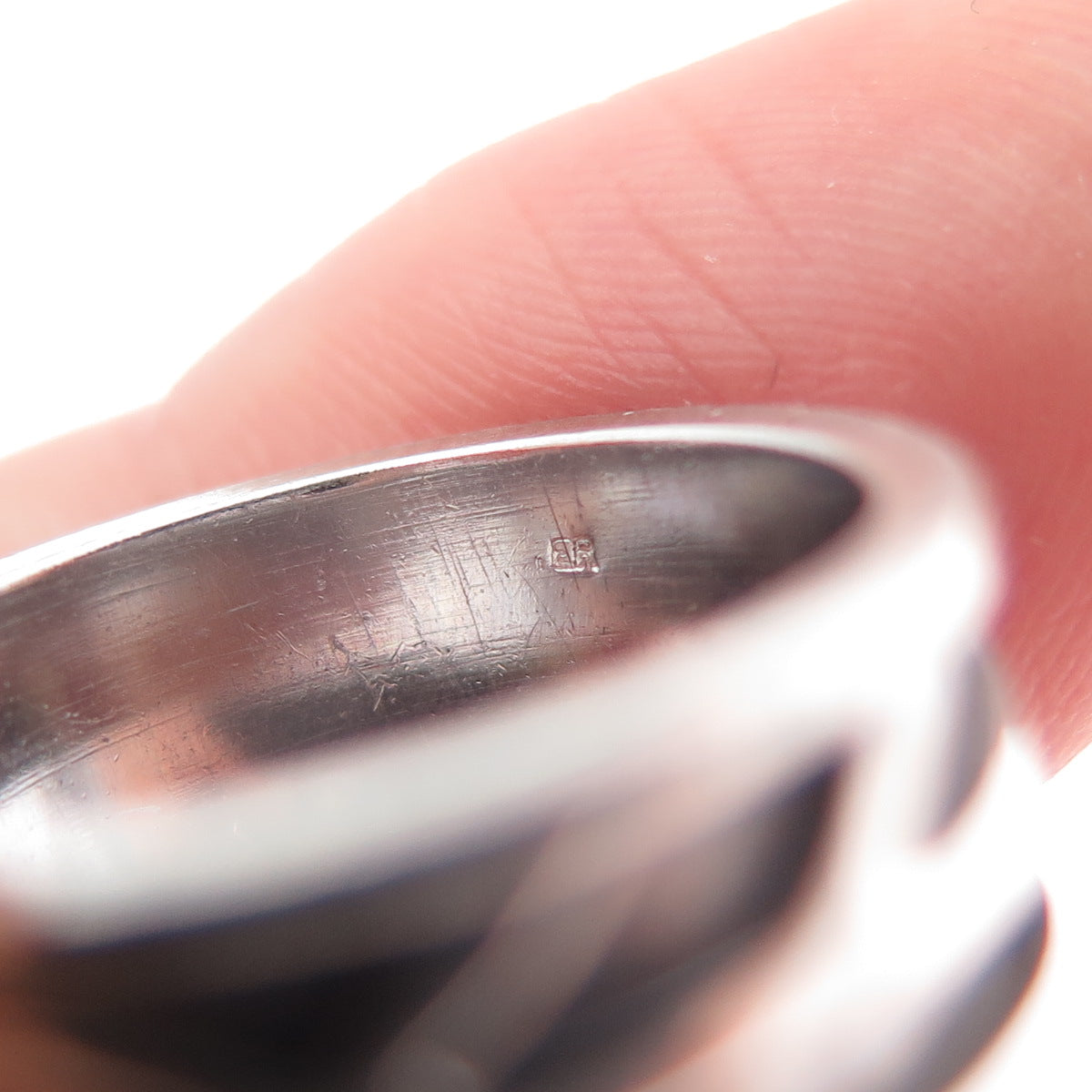 925 Sterling Silver Vintage Modernist Oxidized Biker Band Ring Size 6.25