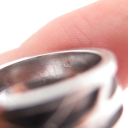 925 Sterling Silver Vintage Modernist Oxidized Biker Band Ring Size 6.25