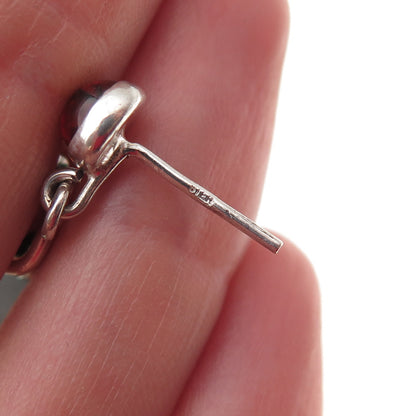 925 Sterling Silver Vintage Real Amber Modernist Oxidized Dangle Earrings