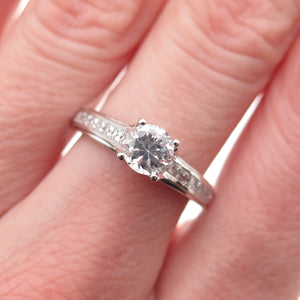 925 Sterling Silver Round-Cut C Z Engagement Ring Size 6.5