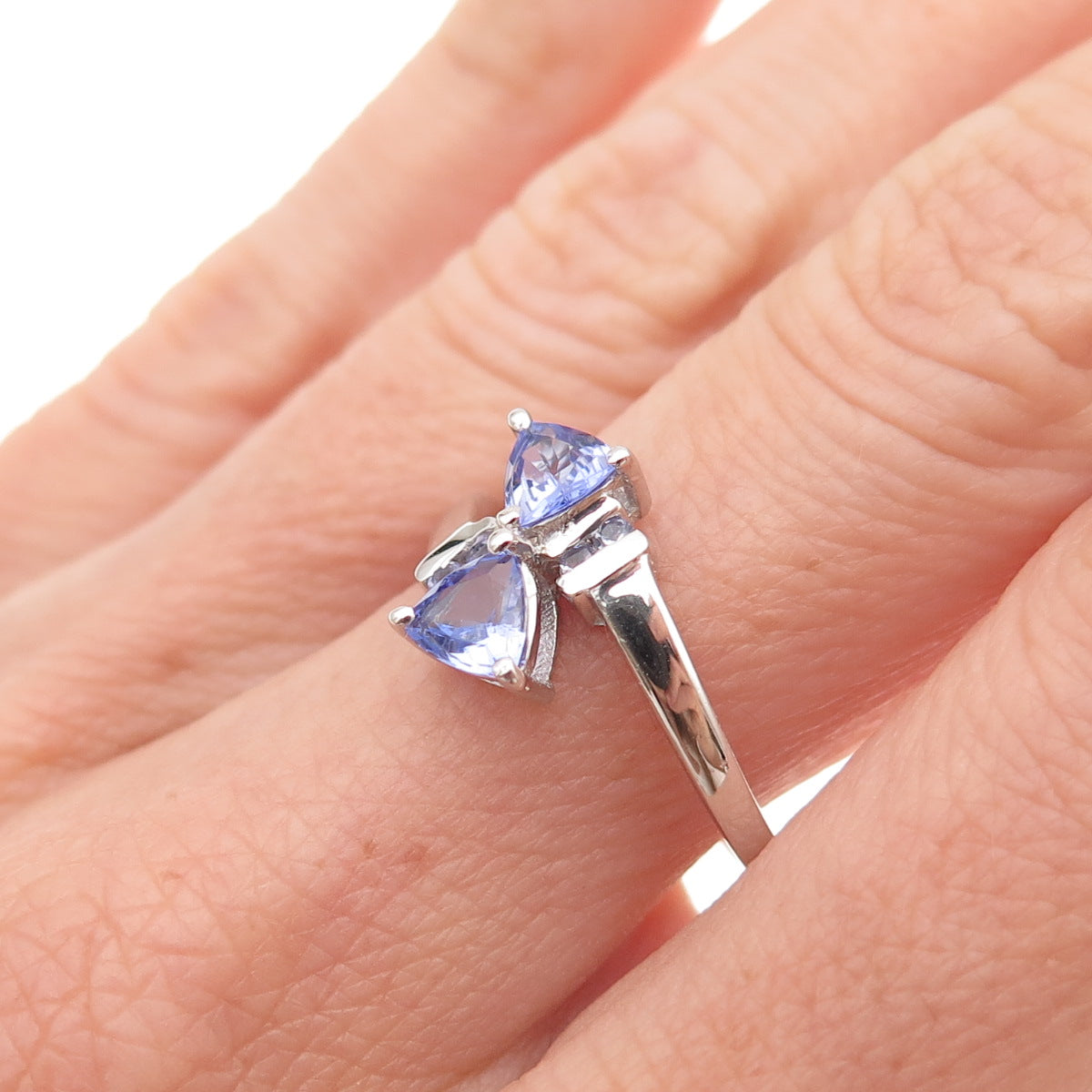 Chuck Clemency 925 Sterling Silver Real Tanzanite & White Topaz Ring Size 8
