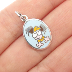 925 Sterling Silver Vintage Enamel Cartoon Character Toddler Minimalist Pendant