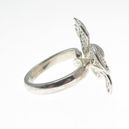 RIDER 950 Silver Vintage Flower Blossom Filigree Adjustable Ring Size 6.75