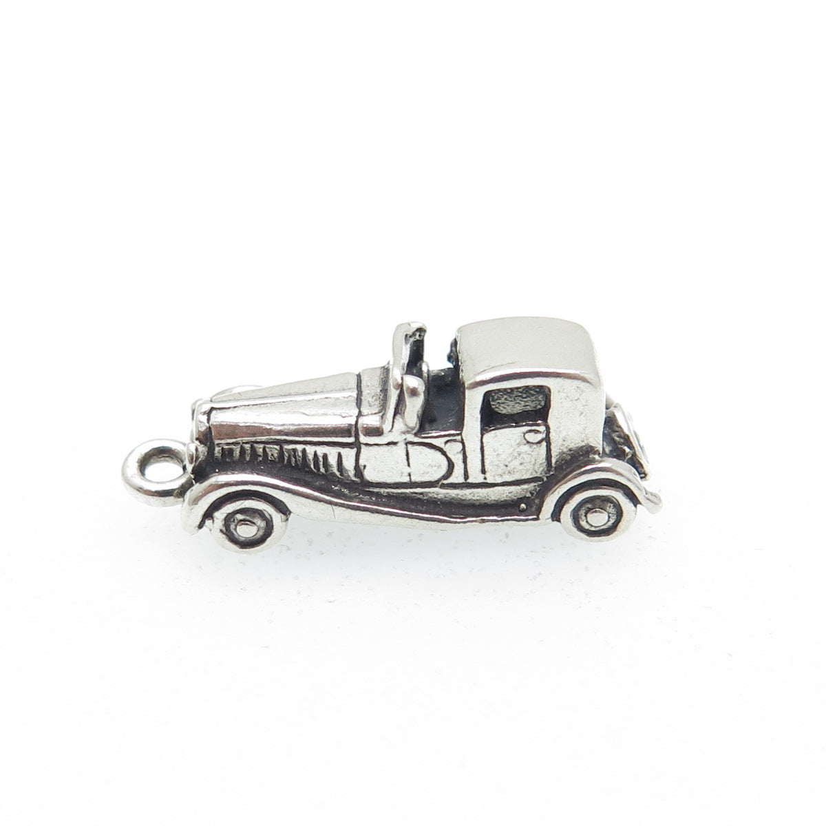 925 Sterling Silver Antique Retro Car Minimalist 3D Charm Pendant