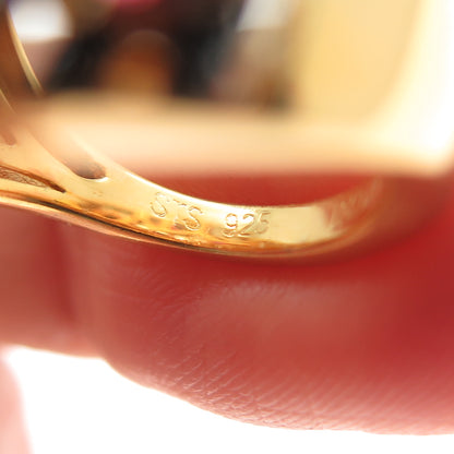 CHUCK CLEMENCY 925 Sterling Silver Gold Plated Real Ruby & Spinel Ring Size 5.25