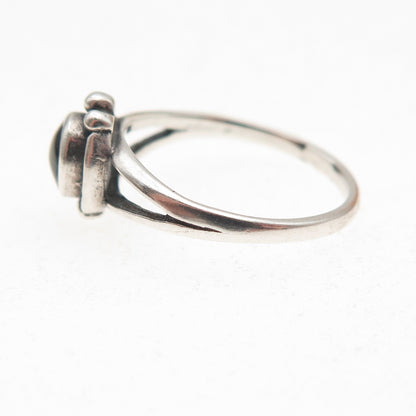 925 Sterling Silver Vintage Southwestern Black Onyx Tribal Ring Size 4