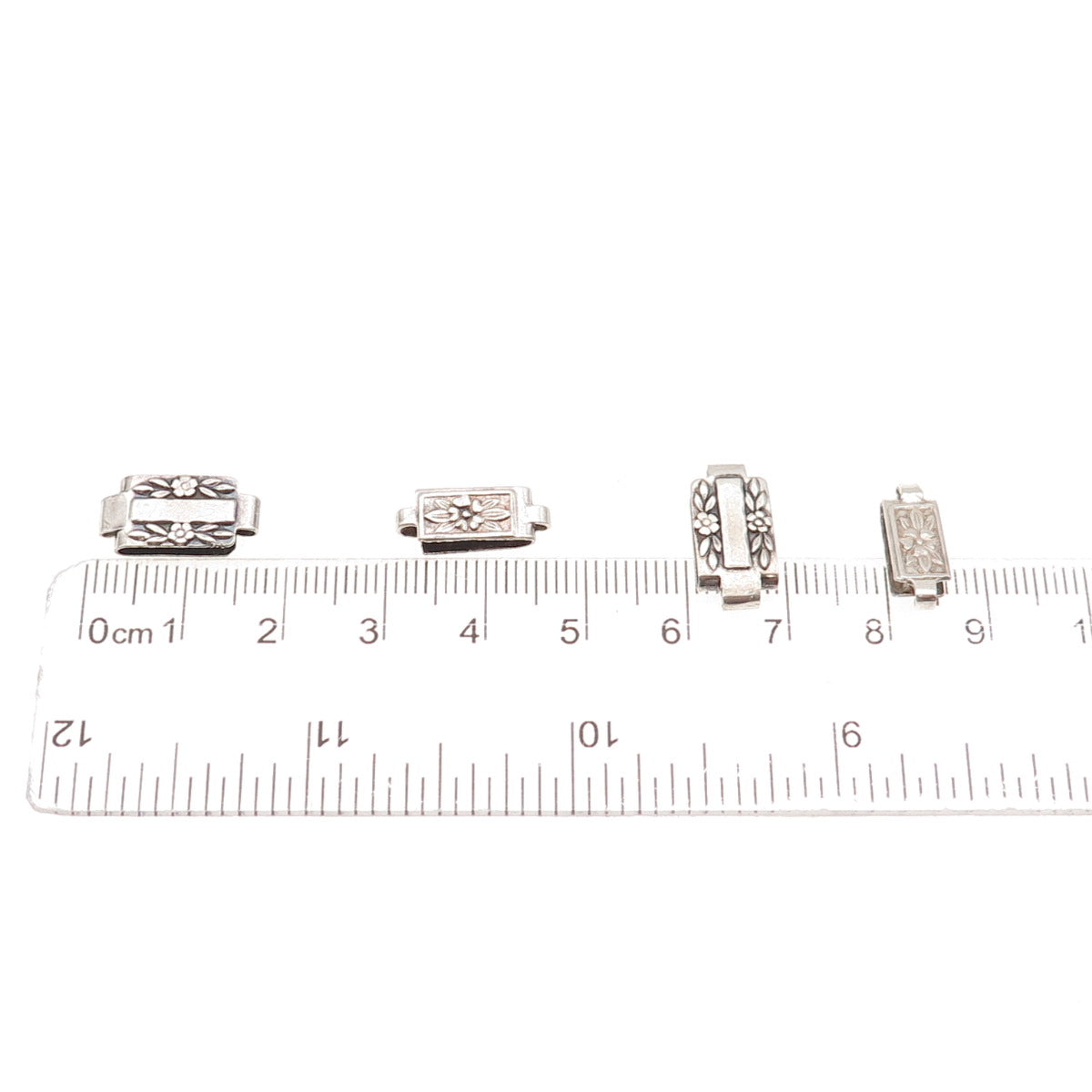 925 Sterling Silver Antique Art Deco SET of 5 Floral Bracelet / Necklace Links