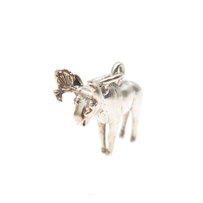 925 Sterling Silver Vintage Moose 3D Mini Charm Pendant