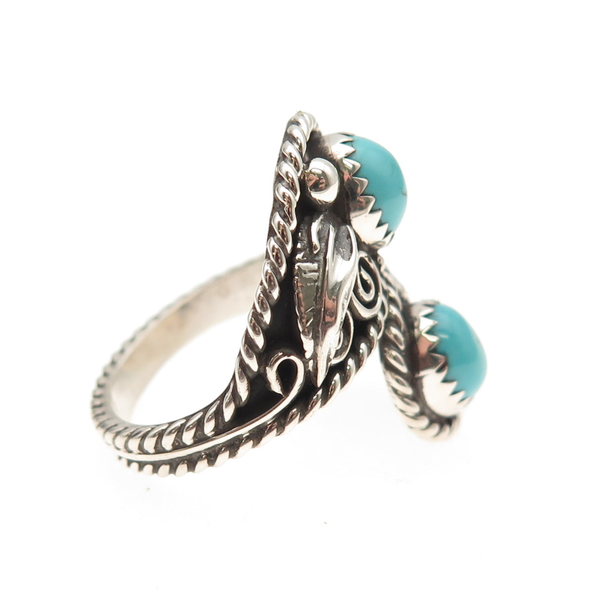 Sarah Curley Navajo Old Pawn Sterling Vintage Turquoise Adjustable Ring Size 8.5