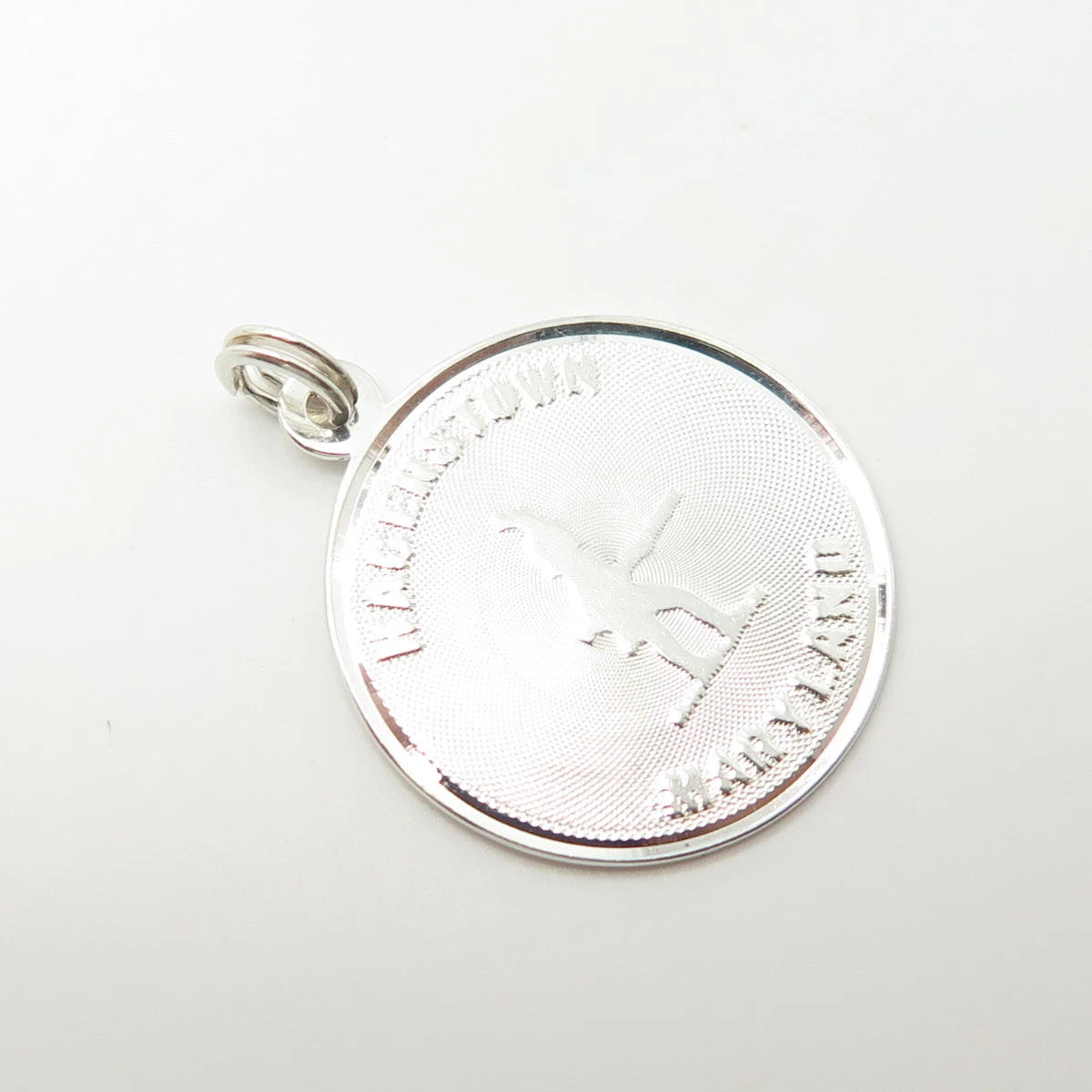 925 Sterling Silver Vintage AC Hagerstown MD Round Tag Pendant