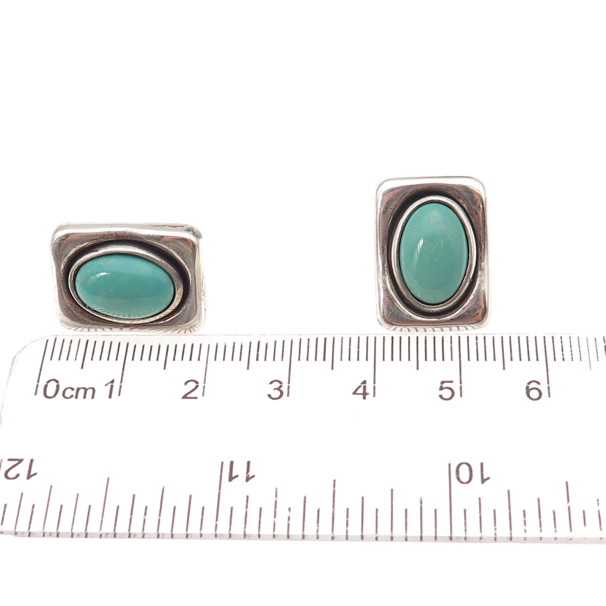 Robert Lee Morris 925 Sterling Silver Vintage Real Turquoise Modernist Earrings
