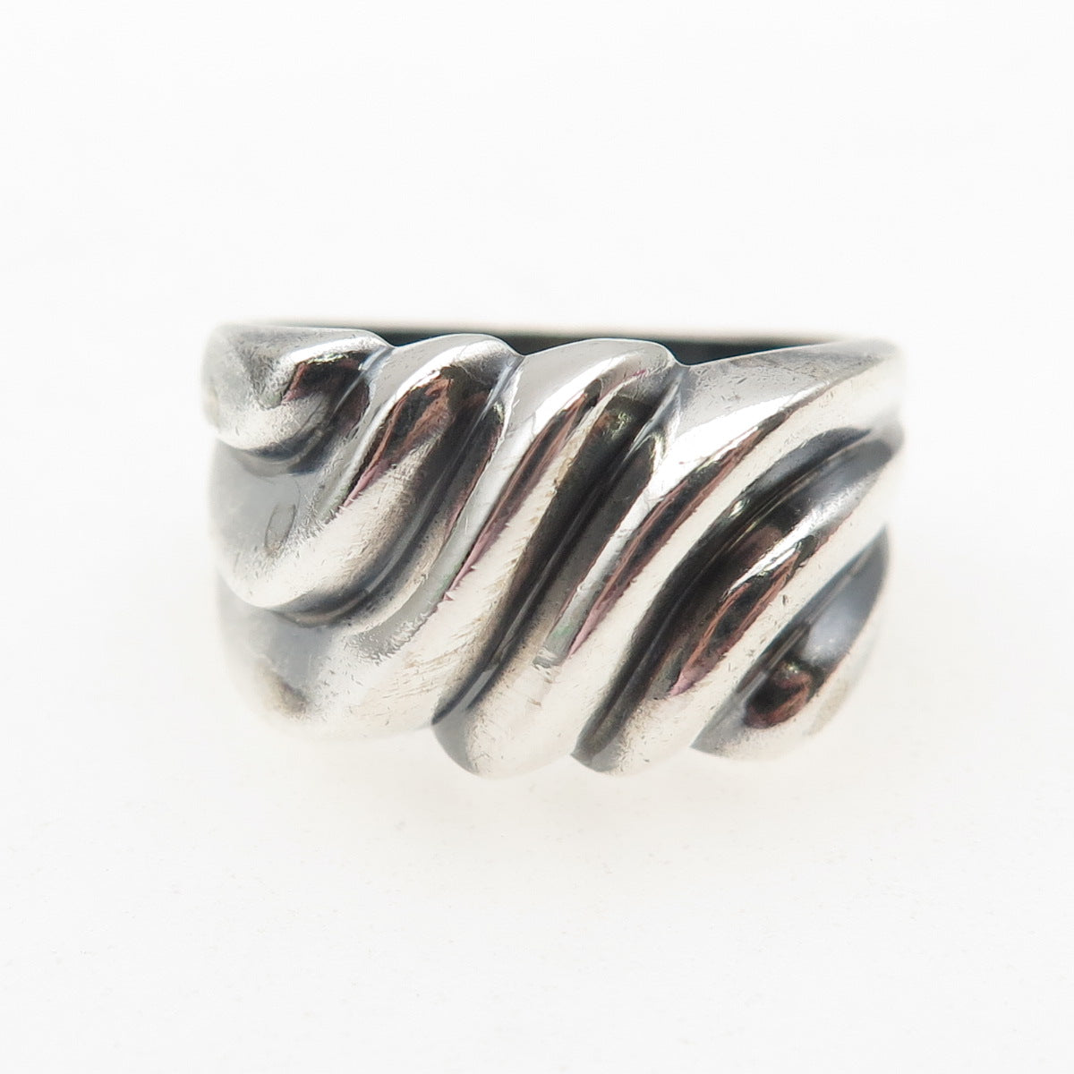 CHAPAL ZENRAY 925 Sterling Silver Vintage Modernist Oxidized Ring Size 9