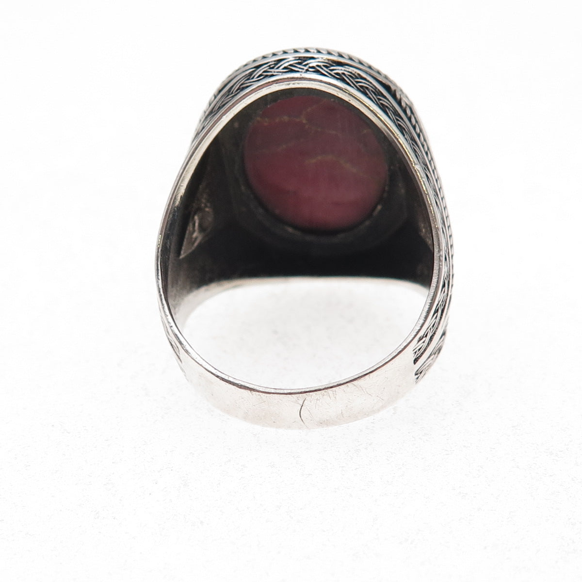 925 Sterling Silver Vintage Real Red Jasper Oxidized Ring Size 10