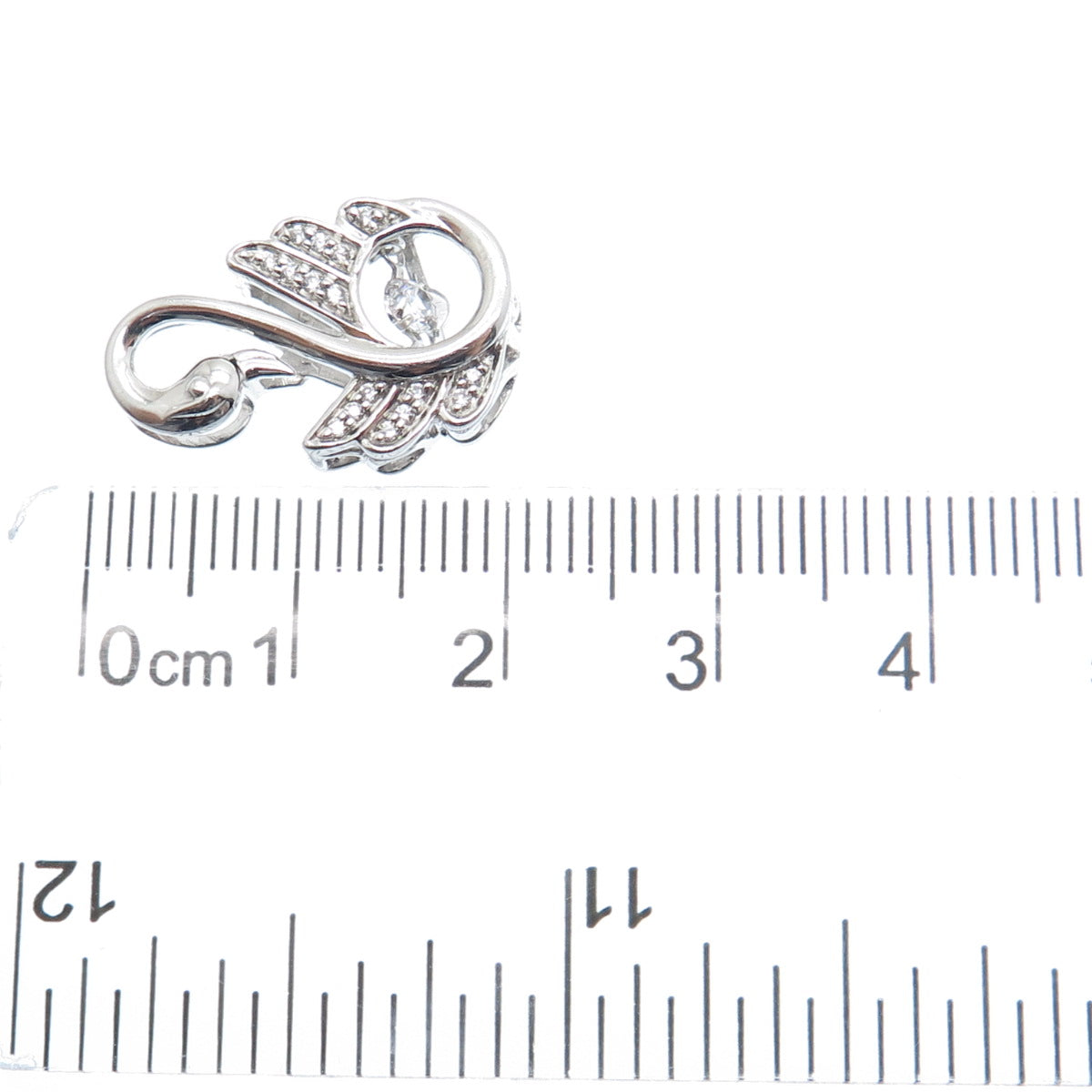 925 Sterling Silver Round-Cut C Z Swan Bird Minimalist Slide Pendant