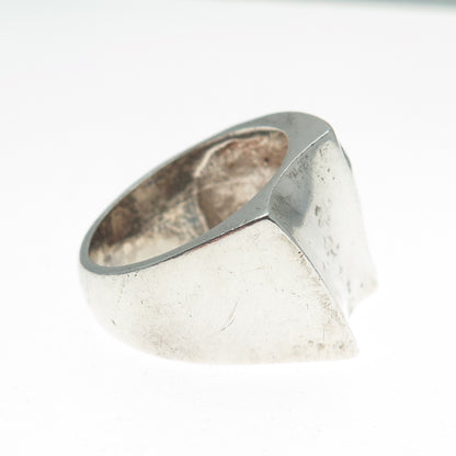 925 Sterling Silver Vintage Modernist Oxidized Ring Size 8.75
