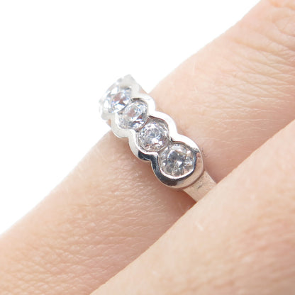 925 Sterling Silver Round-Cut C Z Half Eternity Band Ring Size 7