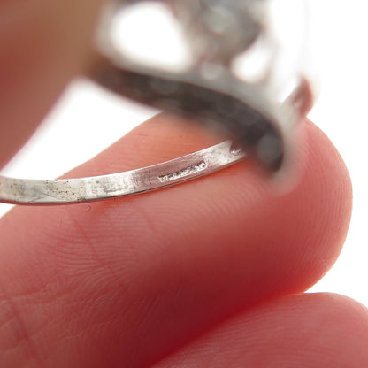 925 Sterling Silver Round-Cut C Z Heart Ring Size 8.75