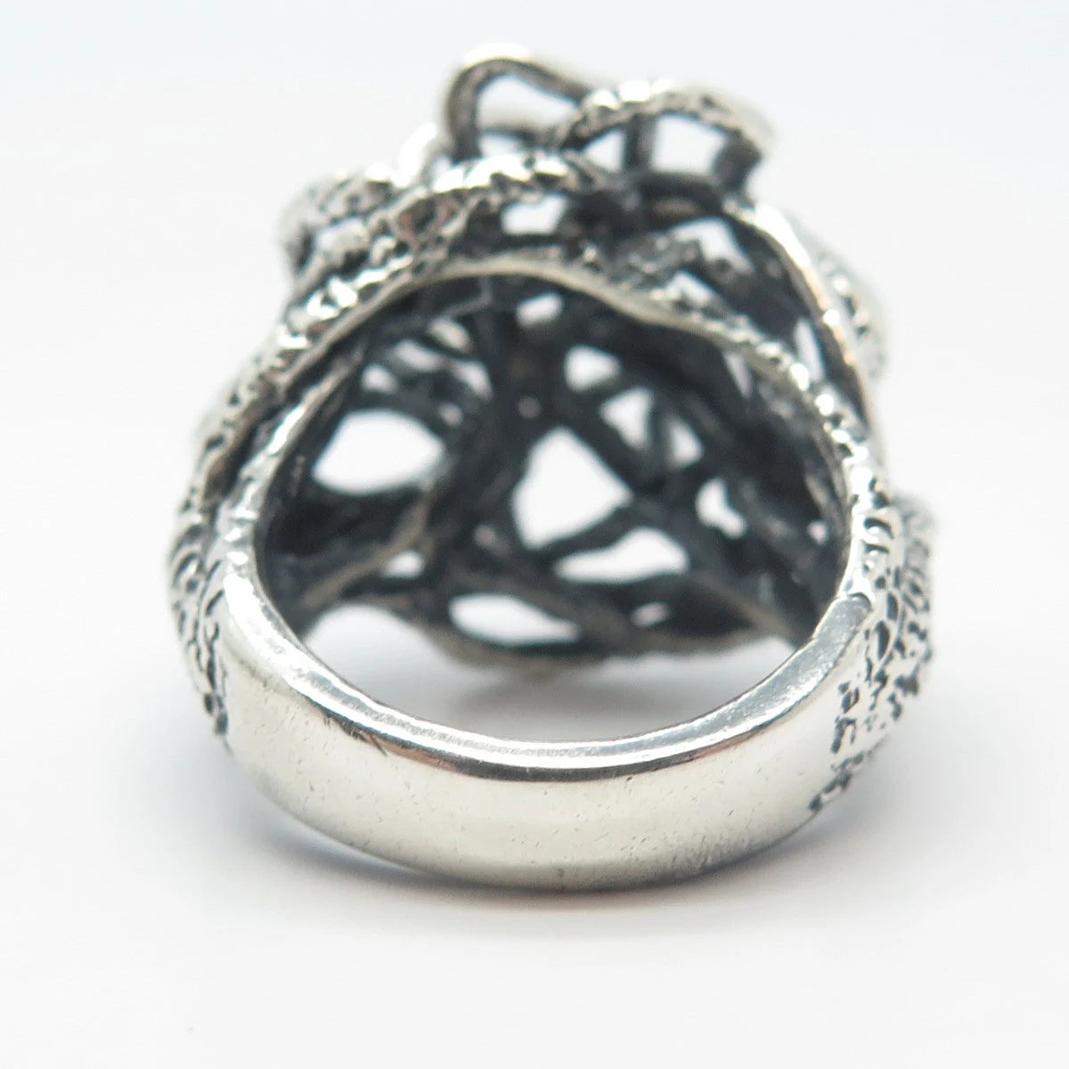 925 Sterling Silver Vintage Hammered Wire Ring Size 7.5