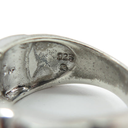ROSS SIMONS 925 Sterling Silver Real White Diamond Accent Ornate Ring Size 7.25