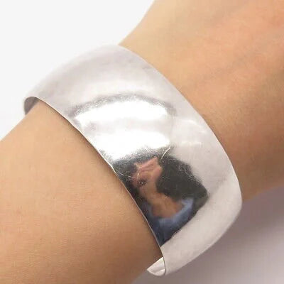 925 Sterling Silver Vintage Schroth Hammered Finish Adjustable Cuff Bracelet 7"