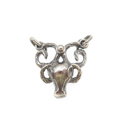 925 Sterling Silver Vintage Ram Oxidized Centerpiece Pendant