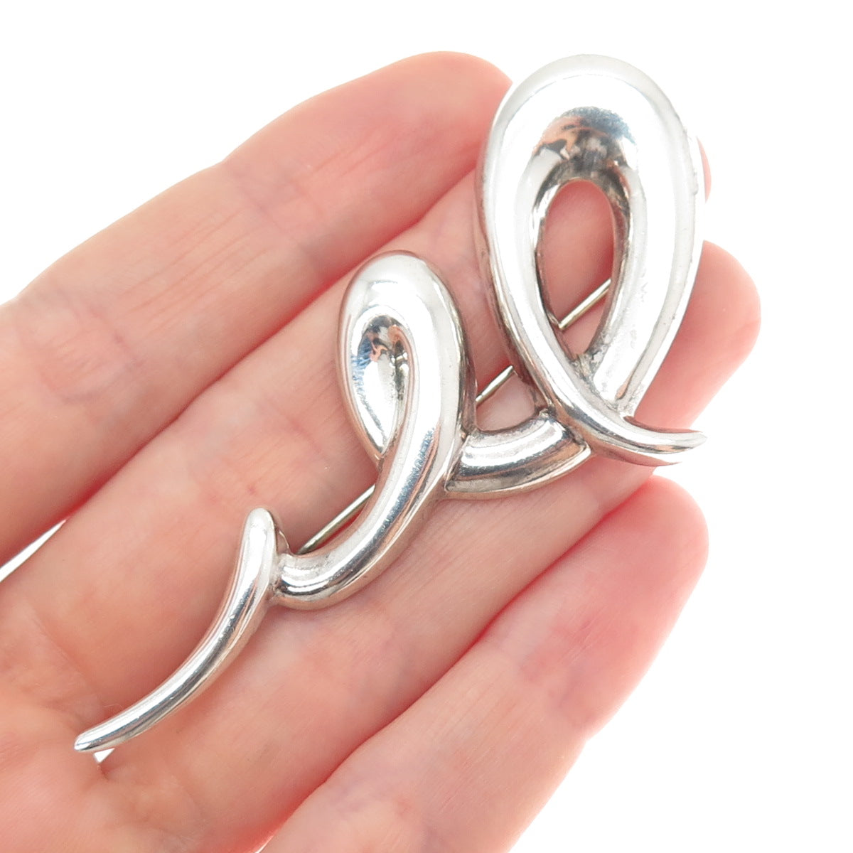 CNA PRANDA 925 Sterling Silver Vintage Modernist Twisted Pin Brooch