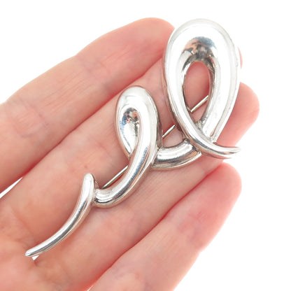 CNA PRANDA 925 Sterling Silver Vintage Modernist Twisted Pin Brooch
