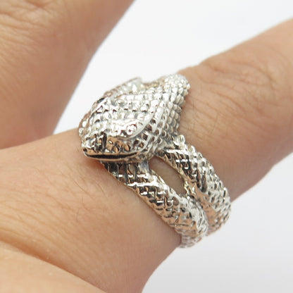 925 Sterling Silver Vintage Wrapped Snake Ring 8.25