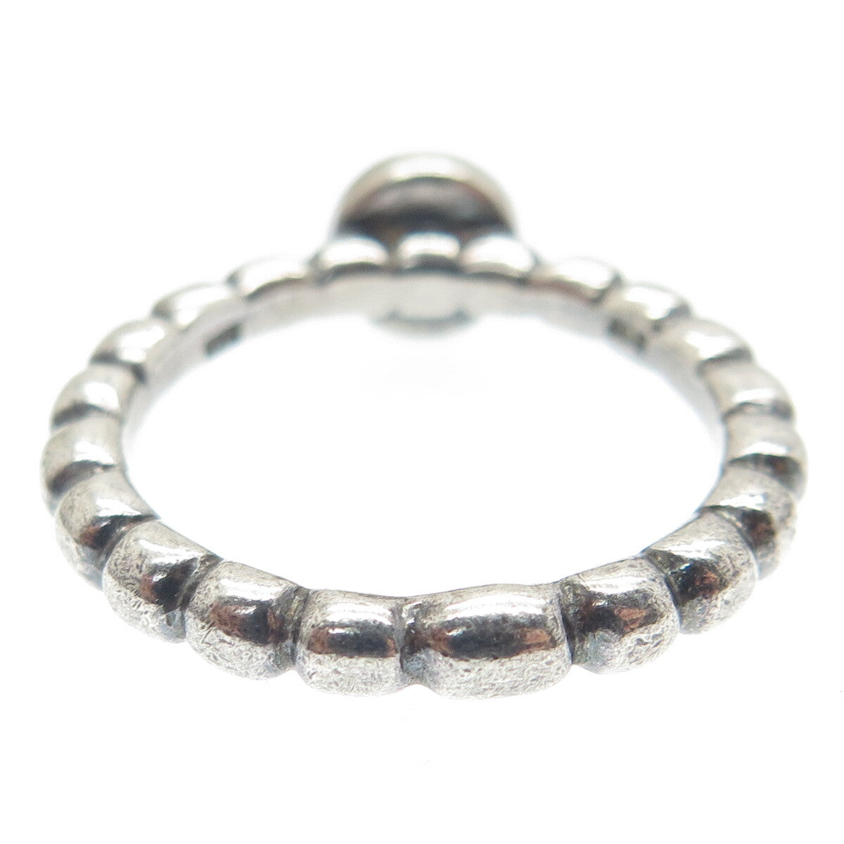 PANDORA 925 Sterling Silver Clear Crystal Beaded Ring Size 8.5