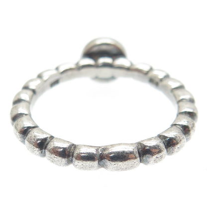 PANDORA 925 Sterling Silver Clear Crystal Beaded Ring Size 8.5