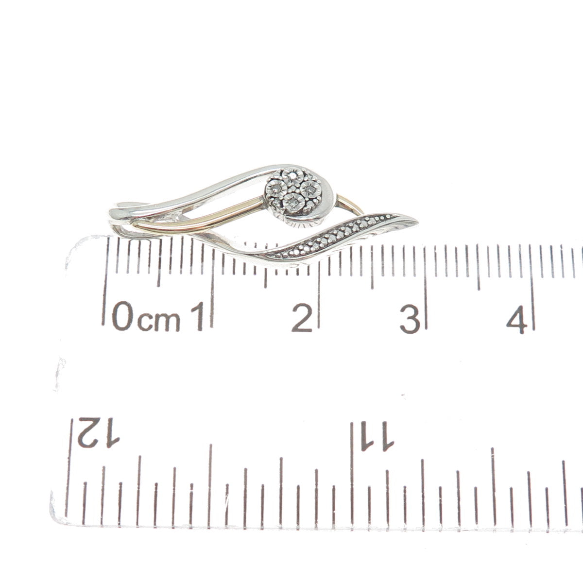 925 Sterling Silver & 10K Yellow Gold Real Round-Cut Diamond Twisted Pendant