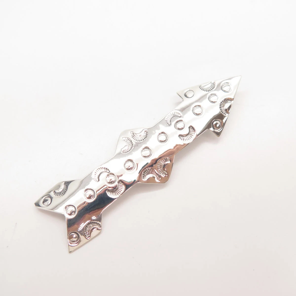 925 Sterling Silver Vintage Textured Sun & Moon Rocket Pin Brooch