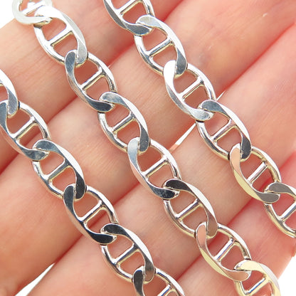 925 Sterling Silver Vintage Italy Anchor Mariner Chain Necklace 24"