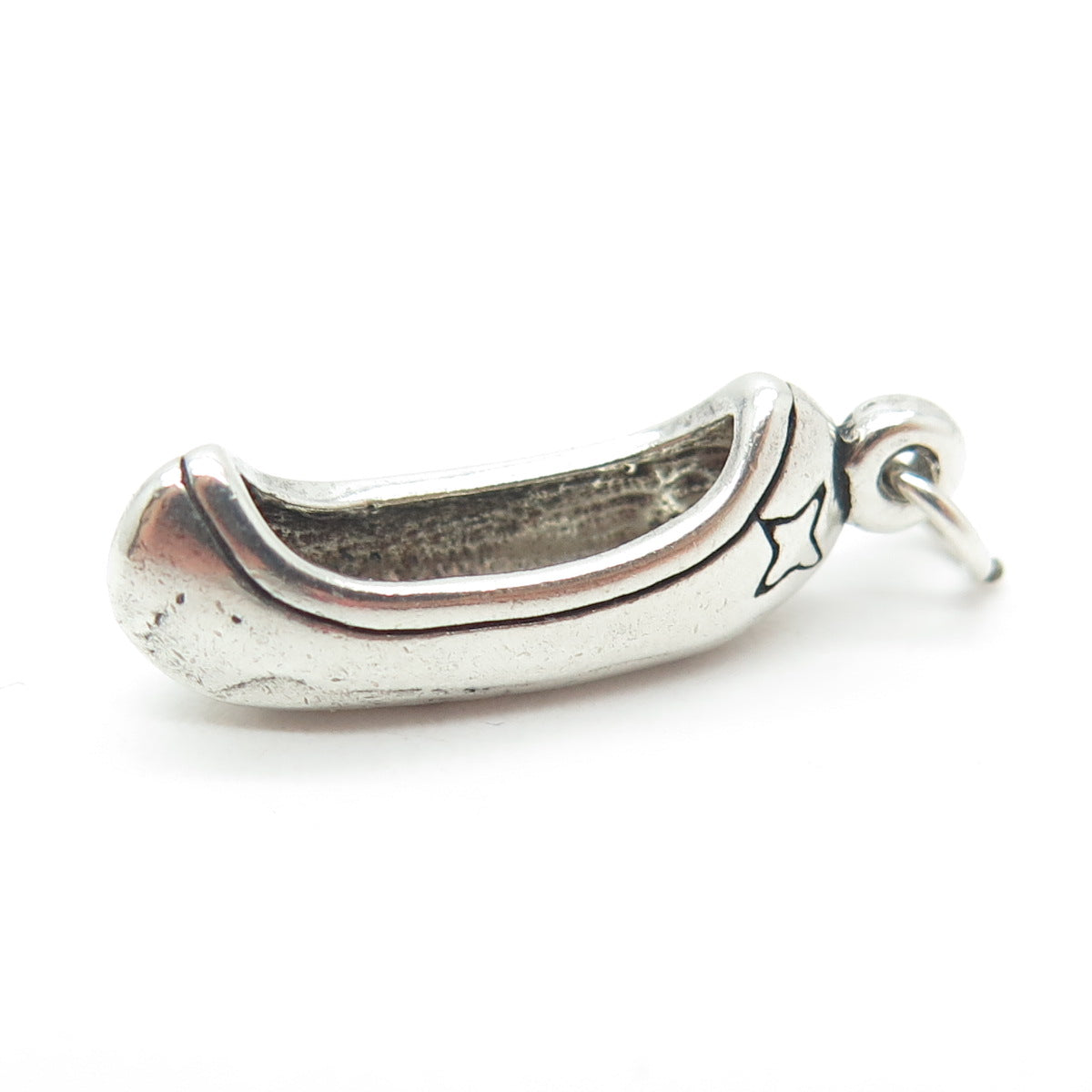 SUN WEST 925 Sterling Silver Vintage Canoe 3D Charm Pendant