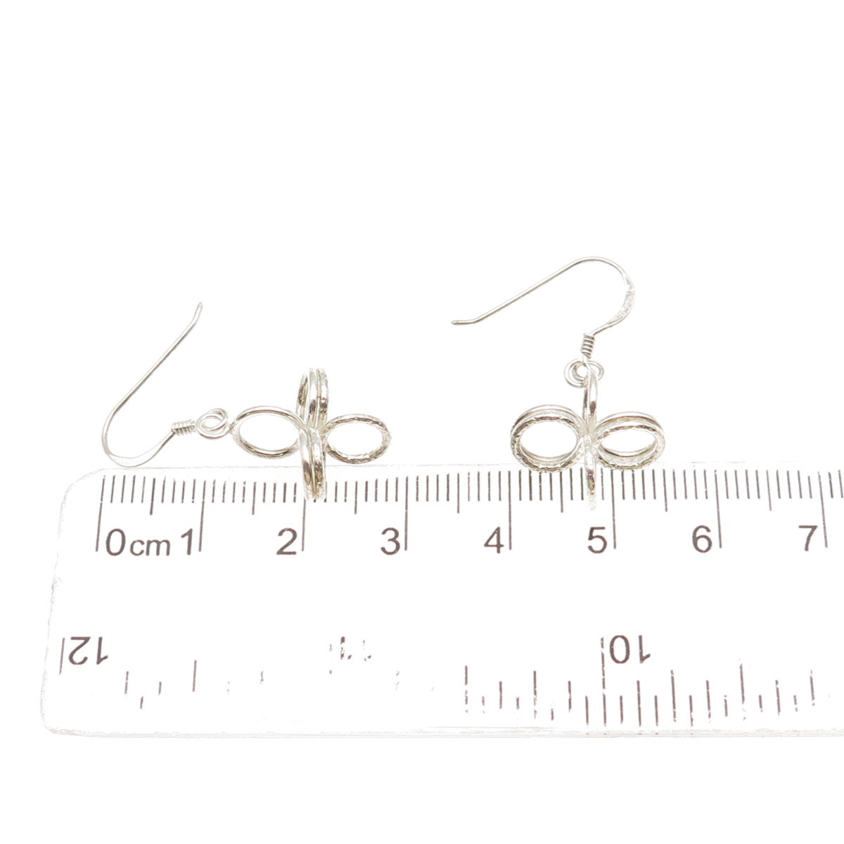 925 Sterling Silver Vintage Modernist Spiral Cross Dangle Earrings