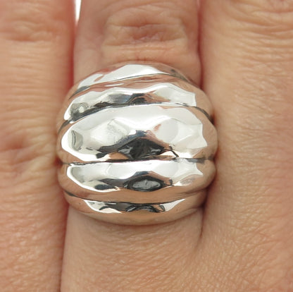 925 Sterling Silver Vintage Ribbed Wrinkled Ring Size 6.5