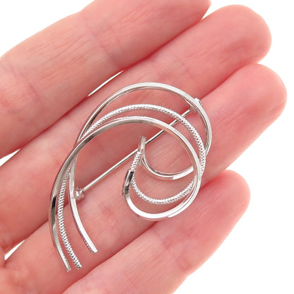 Van Dell 925 Sterling Silver Vintage Wave Pin Brooch