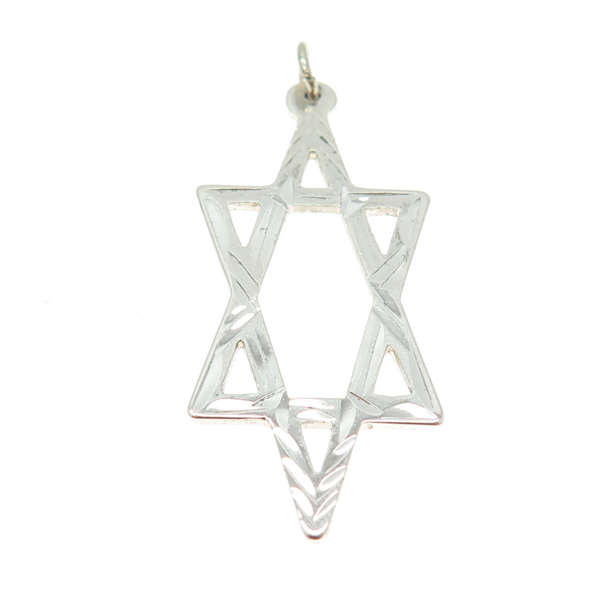 925 Sterling Silver Vintage Star of David Judaica Engraved Pendant