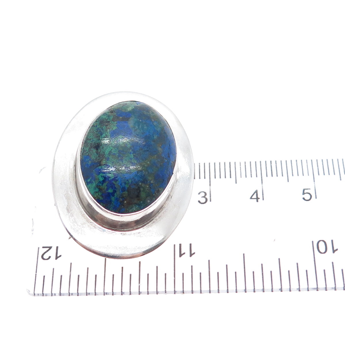BEN J. CHAVEZ NAVAJO Old Pawn Sterling Silver Vintage Azurite Pin Brooch Pendant