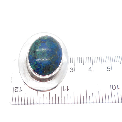 BEN J. CHAVEZ NAVAJO Old Pawn Sterling Silver Vintage Azurite Pin Brooch Pendant