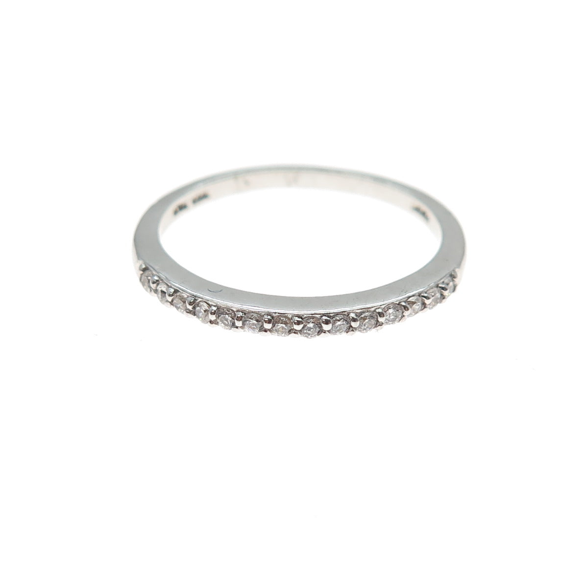 925 Sterling Silver Round-Cut C Z Half Eternity Stackable Band Ring Size 7