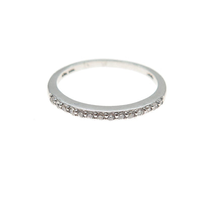 925 Sterling Silver Round-Cut C Z Half Eternity Stackable Band Ring Size 7