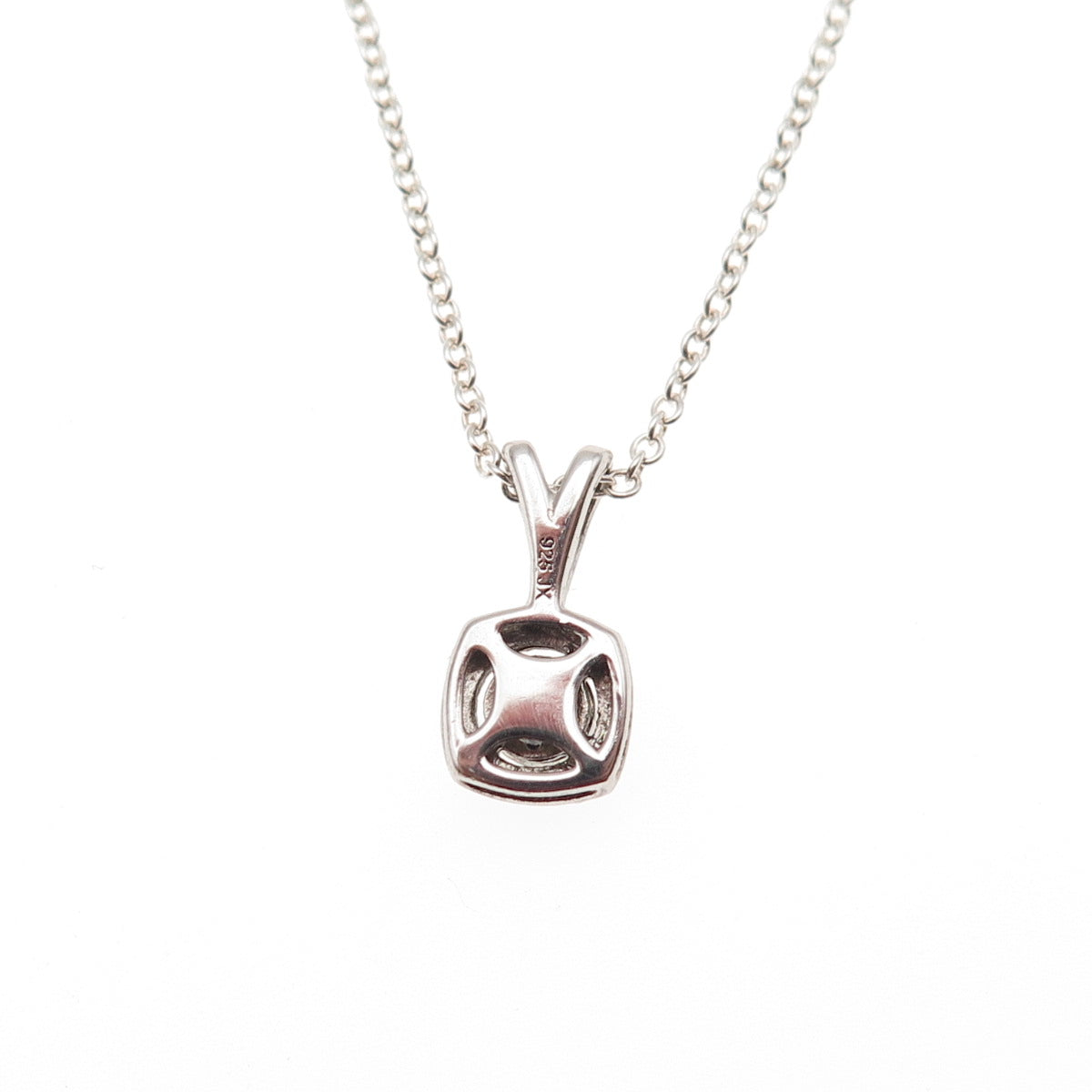 925 Sterling Silver Real Round-Cut Diamond Cable Chain Necklace 18"