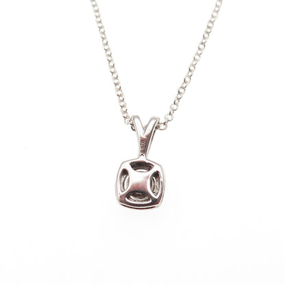 925 Sterling Silver Real Round-Cut Diamond Cable Chain Necklace 18"