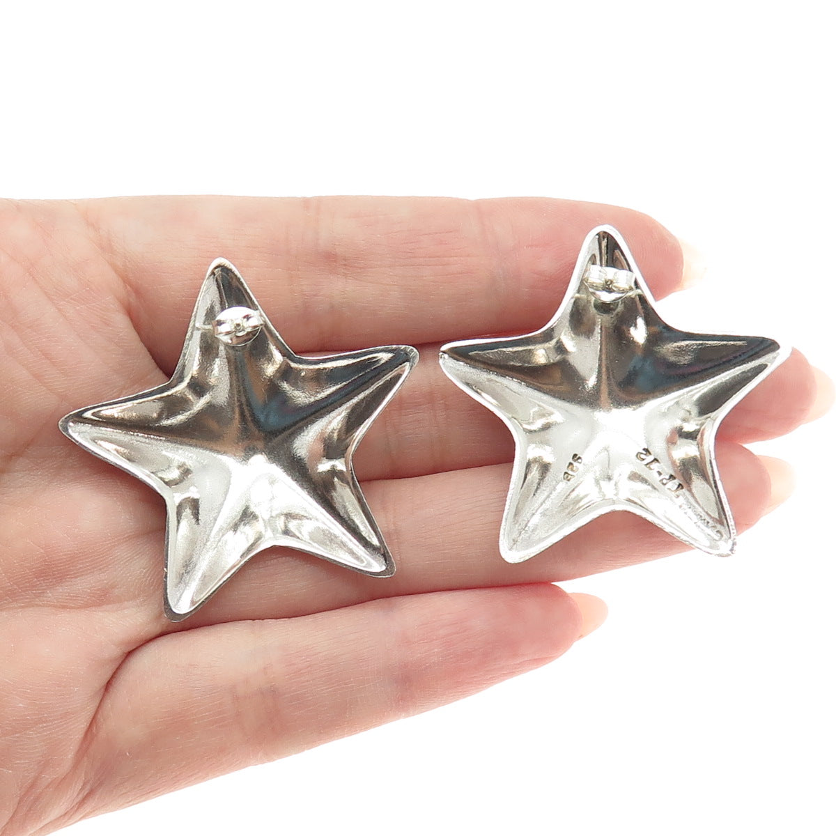 925 Sterling Silver Vintage Mexico Star Earrings