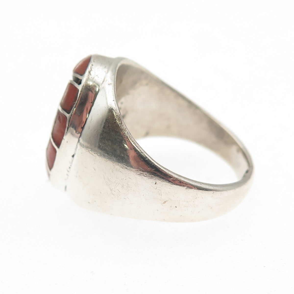 Dicky Amy Quandelacy Zuni Old Pawn Sterling Coral Ring Size 8.5 (missing stone)