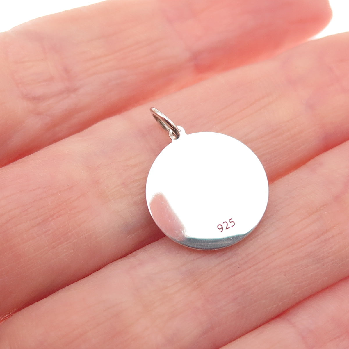 925 Sterling Silver Turquoise Enamel USA Map Round Tag Mini Charm Pendant