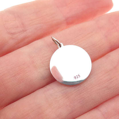 925 Sterling Silver Turquoise Enamel USA Map Round Tag Mini Charm Pendant