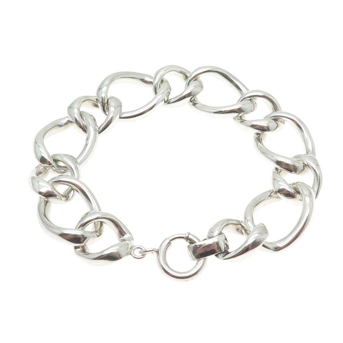 WALTER LAMPL 925 Sterling Silver Antique Art Deco Curb Link Bracelet 7"